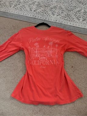 PINK Victoria's Secret Palm Springs California Graphic Long Sleeve Tee - Coral